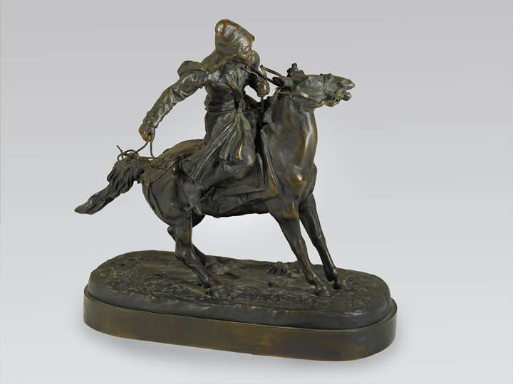 A Russian Equestrian Bronze of a Khirgiz Herdsman with Lasso